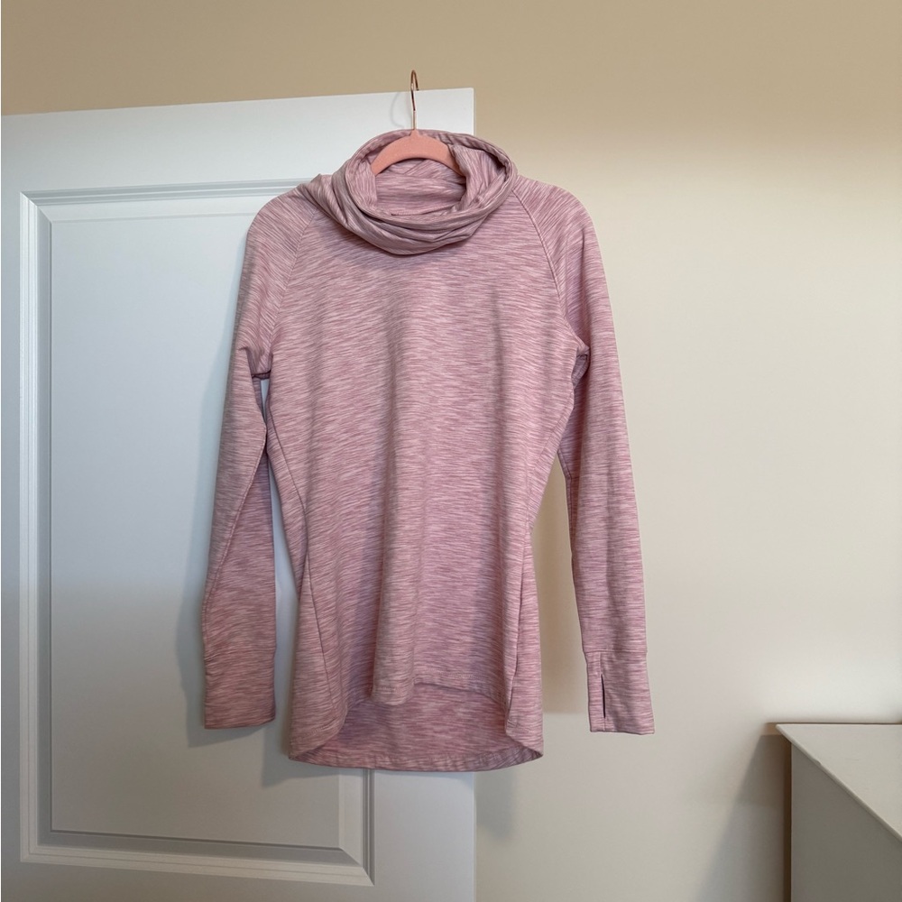 Pink Cowl Neck Sweater with Relaxed Fit and Textured Knit